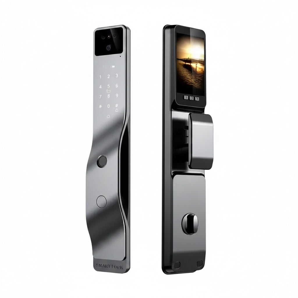 Smart Door Lock 3D Face Recognition Smart Home Door Lock Wifi NFC Digital Electronic Lock Wifi Camera Rfid Card Works ,Long Lasting