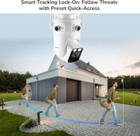 Home Security Camera System Wireless, 2K Triple Lens Cameras | Add-On Cam, 24/7 Record, 360° Pan & Tilt, Auto Tracking, Motion Detection, 2.4/5Ghz Wifi, Color Night Vision, 2-Way Audio