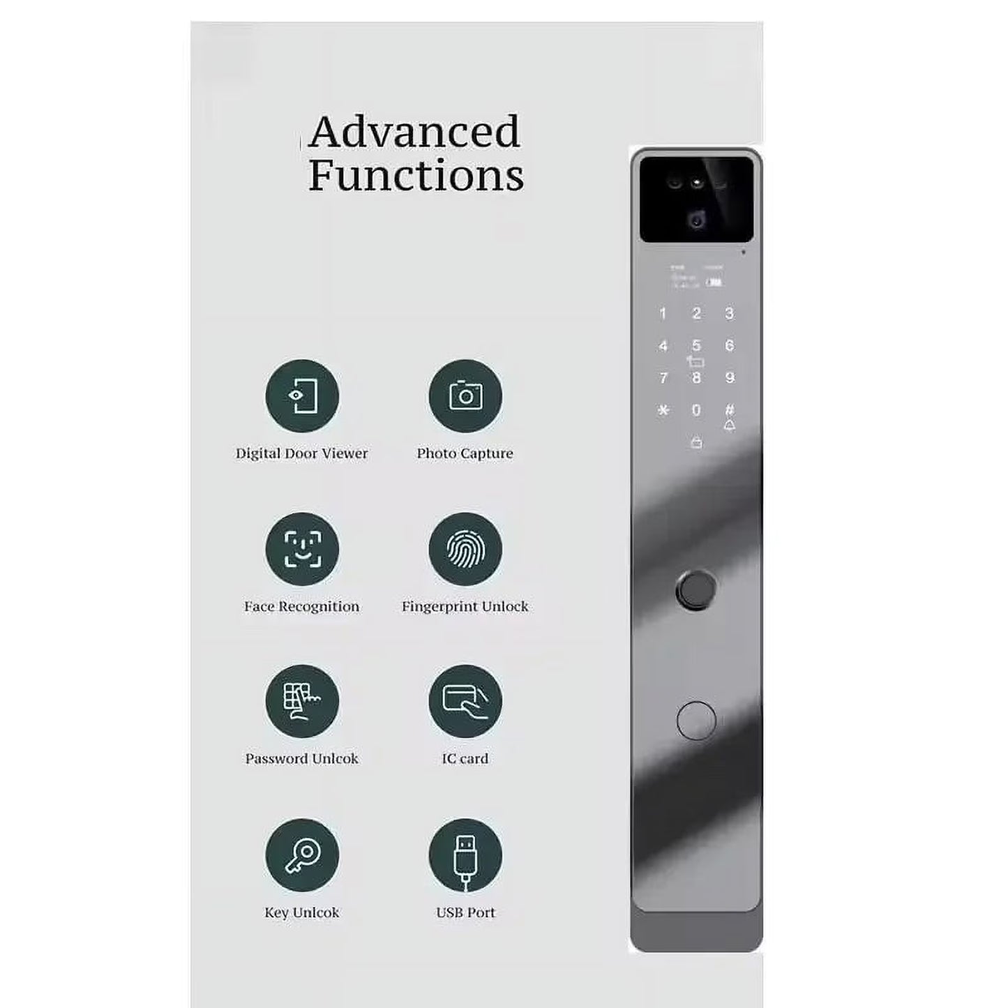 Smart Door Lock 3D Face Recognition Smart Home Door Lock Wifi NFC Digital Electronic Lock Wifi Camera Rfid Card Works ,Long Lasting