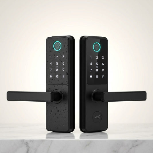 Fingerprint Double Two Side Waterproof Outdoor Smart Door Lock SUS Material for Slim Aluminum Swing Sliding Lock ,Long Lasting — Studio Shot