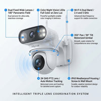 Home Security Camera System Wireless, 2K Triple Lens Cameras | Add-On Cam, 24/7 Record, 360° Pan & Tilt, Auto Tracking, Motion Detection, 2.4/5Ghz Wifi, Color Night Vision, 2-Way Audio — How It Works