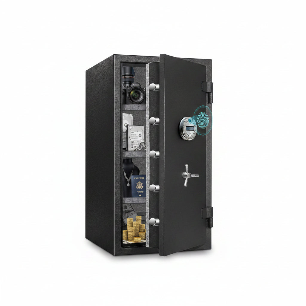 9.8 Cub 124 Lb Extra Large Biometric Genuine Fireproof Waterproof Home Safe | [Dual Mode] Heavy Duty Fire Proof Safe for Document Business Office