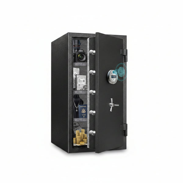 9.8 Cub 124 Lb Extra Large Biometric Genuine Fireproof Waterproof Home Safe | [Dual Mode] Heavy Duty Fire Proof Safe for Document Business Office