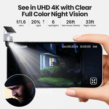 Wireless Outdoor Solar Security Camera 4-Cam Kit, 360° Auto Tracking with Radar, 5G/2.4G Wifi, 4K UHD Day & Night, No Fee, Home Security