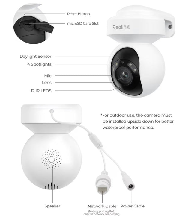 4K Outdoor Plug-In Wifi 6 Security Camera, PTZ Camera for Home Security, Wi-Fi 6