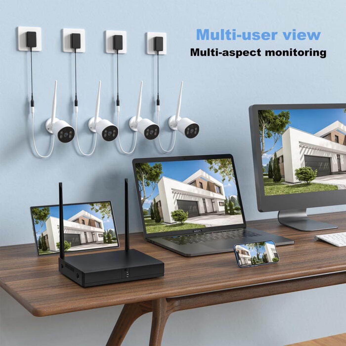 2023 Upgrade Security Camera System Wireless, 8CH 3MP NVR Home Security System
