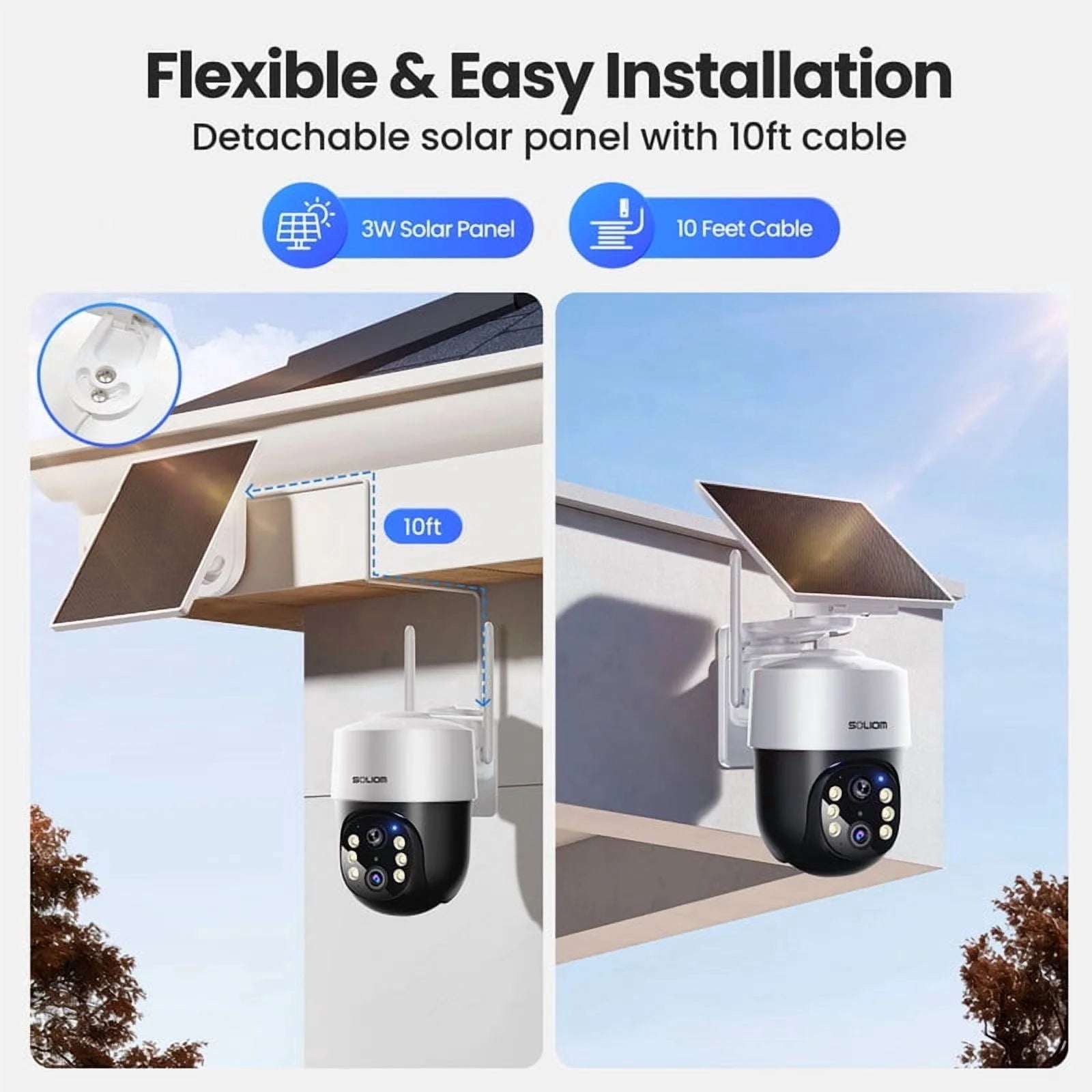 Wireless Outdoor Solar Security Camera 4-Cam Kit, 360° Auto Tracking with Radar, 5G/2.4G Wifi, 4K UHD Day & Night, No Fee, Home Security
