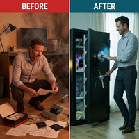 Biometric Home Safe Built to Protect Valuables, 60 Minute Fire Rating, 10.5 Cubic Feet, Waterproof Steel — Before & After